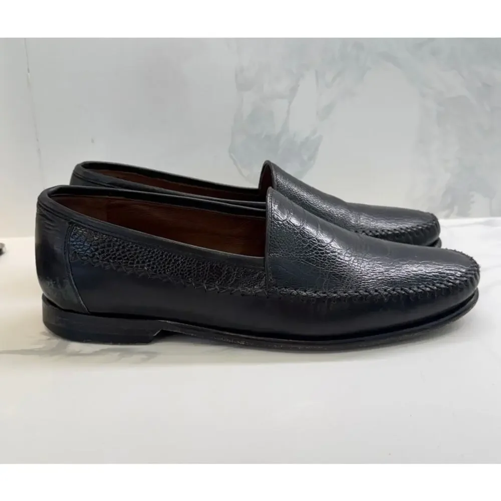 Johnston & Murphy Croc Embossed Leather Loafers Mens 10 Dress Office WORK